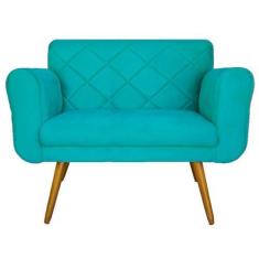 Imagem de Namoradeira Decorativa Estofada Para Sala Estar Isabella Suede Azul Tu