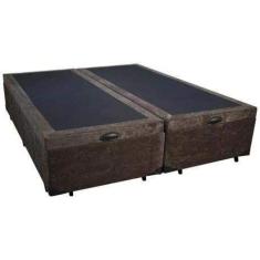 Imagem de Cama Box Baú Casal Bipartido Suede Marrom Com Pistões A Gás - Real Com