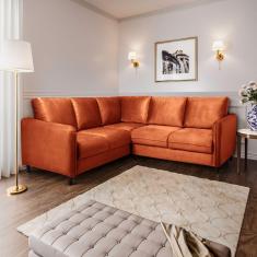 Imagem de Sofá de Canto Orquídea 5 Lugares em Veludo CabeCasa MadeiraMadeira Terracota