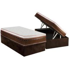 Imagem de Conjunto Box Baú Solteiro: Colchão Espuma Luckspuma Masterpocket New C
