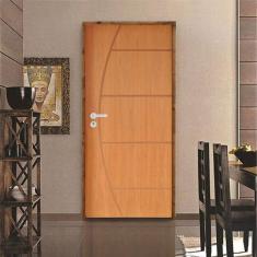Imagem de Kit Porta de Madeira 210x82cm Batente 11cm Fechadura Stilo Belissima 6 Rodam Imbuia