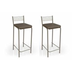 Imagem de Kit 2 Banqueta De Cozinha Gênova 2b705nk 2 Un Níquel/marrom - Kappesberg