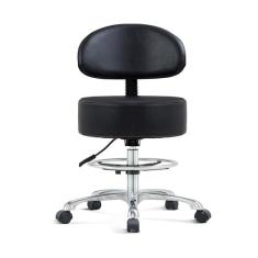 Imagem de Banqueta com rodinhas ajustável em altura com suporte para as costas – Banqueta de cozinha com rodas para uso pesado com costas para salão, spa, massagem, tatuagem, esteticista – Banqueta extragrossa