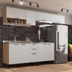 Imagem de Cozinha Modulada 5 Peças 9 Portas 2 Gavetas Amalia Aveiro Oak/cinza Urbano