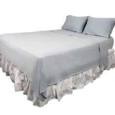 Imagem de Jogo de Cama Casal Algodão Malha com 04 Peças Cinza