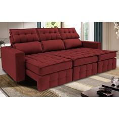 Imagem de Sofá Retrátil e Reclinável 2,50m Molas Ensacadas e Costura Tripla Cama Inbox Nobre Suede Vermelho