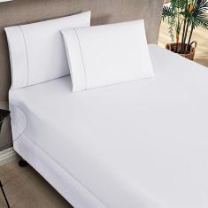 Imagem de Jogo De Lençol Kiev King Ponto Palito 3 Peças Barato - Branco