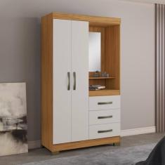 Imagem de Guarda-roupa Solteiro Espelho 2 Pts 3 Gvts Freijó/off-white