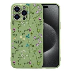 Imagem de RALEAVO Capa floral para iPhone 16 Pro, capa de silicone líquido com estampa de ramo de flores, capa fofa para meninas e mulheres, capa protetora de borracha macia fina para iPhone 16 Pro (6,3