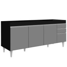 Imagem de Balcão Gabinete Para Pia 180cm Sem Tampo Dallas Preto/cinza