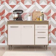 Imagem de Balcão Poliman Barcelona com 3 Portas, 2 Gavetas e 1 Prateleira