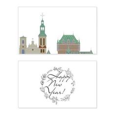 Imagem de Canadá Landmark and City Buildings Cartoon New Year Festival Cartão de felicitações Bless Message Present