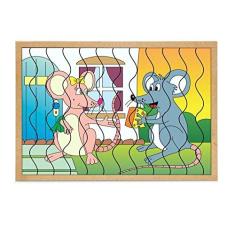 Imagem de Brinquedo Educativo Quebra Cabeça Casal Ratos Base Mdf Com 12 Peças - CARLU