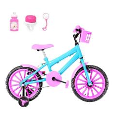 Imagem de Bicicleta Infantil Aro 16 Nylon Azul Claro e Rosa