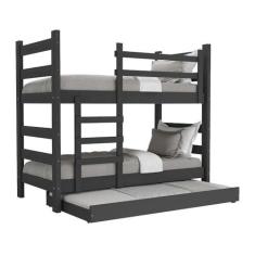 Imagem de Treliche Madeira Maciça - vira 2 Camas - com Colchões Inclusos Dubai Multimóveis Cr35107 Preto