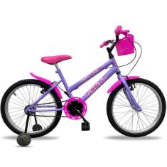 Imagem de Bicicleta infantil feminina  aro 20 natural c/ roda lateral lilas - RO