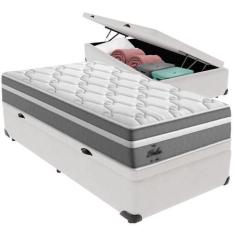 Imagem de Cama Box Baú e Colchão Berlim Molas Ensacadas Solteiro Probel,  Branco