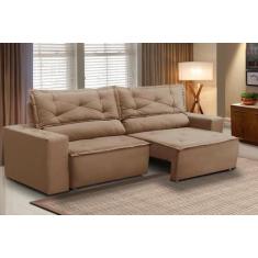 Imagem de Sofá Retrátil e Reclinável 3 lugares com Molas 2,00m Livia Suede Cappu