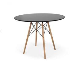Imagem de Mesa De Jantar Redonda Eiffel Eames 110cm Tampo Madeira Preto