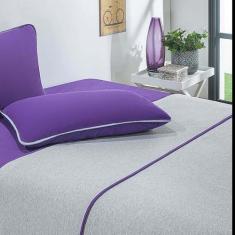 Imagem de Jogo De Cama Malha Lençol 100% Algodão Urbano 4 Peças Queen - Roxo/Mes