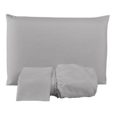 Imagem de Jogo De Lençol Microfibra Casal Queen 3 Peças Cinza - Confecções Evang