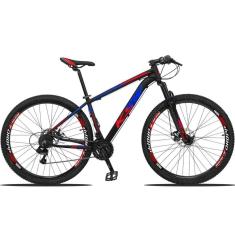 Imagem de Bicicleta Aro 29 Ksw 24 Marchas Freios A Disco C-trava E K7 - 17 Preto-Azul E Vermelho
