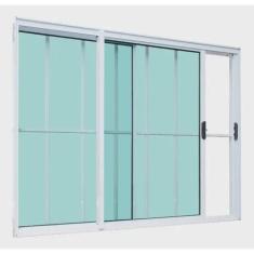 Imagem de Janela De Alumínio Com Grade 2 Folhas 100 X 120 Branco Linha Esmeralda