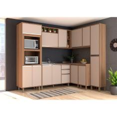 Imagem de Armário de Cozinha Completa 8 Peças sem Tampo de 120 Vanilla com Connect Lari Luciane Móveis