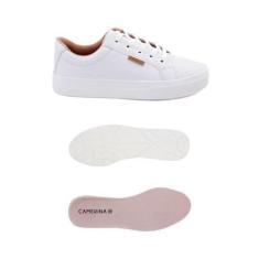Imagem de Tênis Branco Feminino Casual com Palmilha Extra de PU Alta Memória - C
