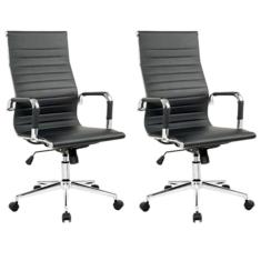 Imagem de Kit 2 Cadeiras Manhattan Presidente c- Estrutura Em Aço Cromado Fratini Preto