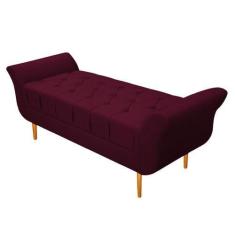 Imagem de Recamier Estofado Ari 140 cm Casal Suede Bordô - ADJ Decor