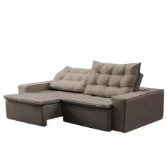 Imagem de Sofá Retrátil Reclinável Charge 3 Lugares Veludo Cinza 232cm Megasul