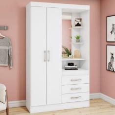 Imagem de Guarda-Roupa Solteiro Peter 2 Portas 3 Gavetas Flex Branco/Rosa Chá -