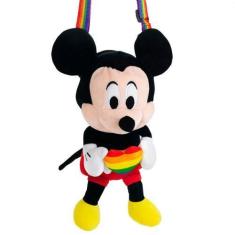 Imagem de Mini Bolsa Pelúcia Mickey Coração Arco-Íris 20cm - Disney