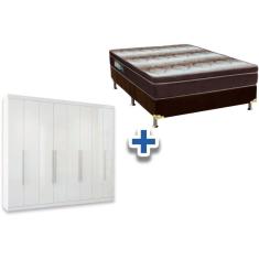 Imagem de Cama Box Casal + Colchão Light Ortobom + Guarda Roupa Master Vip 8.4 Branco