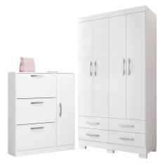 Imagem de Conjunto de Guarda Roupa e Sapateira Coutos Branco