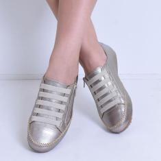 Imagem de Tênis Feminino Confortável Mocatênis Elástico Izabela Araújo em Couro,