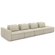 Imagem de Sofá Ilha E Puff Sala Living 505cm Siesta M22 Linho Areia    - Mpozena