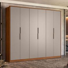 Imagem de Guarda Roupa Casal Atrice Ambiente 6 Portas Nogueira Nude Prime TX Demóbile - Demartêz