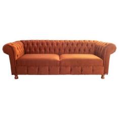 Imagem de Sofá Chesterfield Capitone Luis Xv Suede Terra Cota 1,80 / Decoracao,