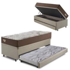 Imagem de Bicama Box Baú Com Linho Bege 96X203 Com Colchão Relax Adorabile Molas