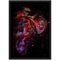Imagem de Quadro Decorativo Motocross Motocicletas Esporte Decorações Com Moldur