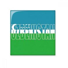 Imagem de Decalque brilhante de ejo de cerâmica com nome da bandeira do Uzbequistão