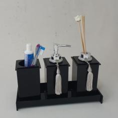Imagem de Kit Potes Em Acrílico Para Banheiro 4 Pçs Luxo K15pt4 