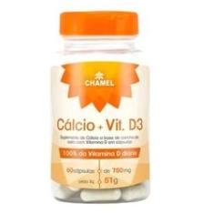 Imagem de Cálcio com Vitamina D em Cápsulas Chamel 60 cápsulas de 750 mg