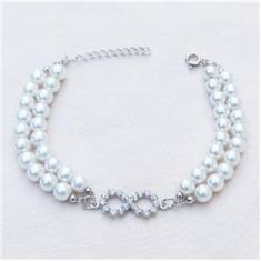 Imagem de Pulseira Lembrança Infinito Com Pérolas Folheado 18k