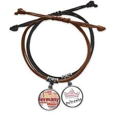 Imagem de DIYthinker Pulseira de couro estilo mapa da cidade da Alemanha com corrente de mão e pulseira de princesa