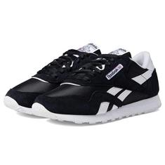 Imagem de Reebok Tênis feminino clássico de nylon, Preto/branco, 10.5
