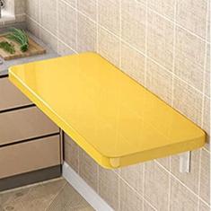 Imagem de Mesa abatible plegable de pared amarilla, escritorio moderno y minimalista, escritorio multifuncional para computadora portátil, mesa de comedor, con soportes (70x50cm/28x20in)