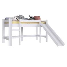 Imagem de Cama Infantil Elevada com Escorregador Branca sem Cortina